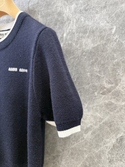 Miu False Two Piece Knitted Cashmere Short Sleeve