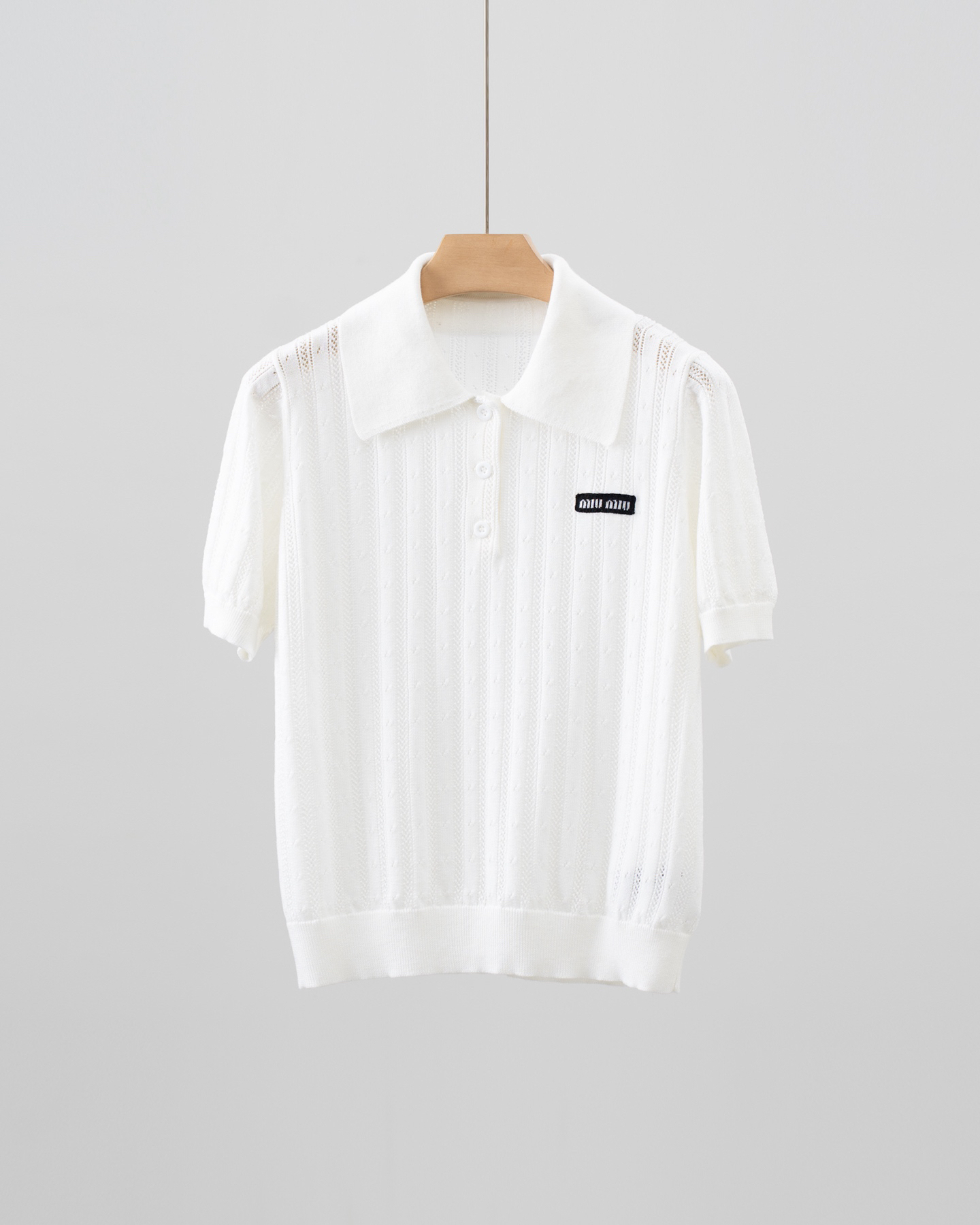 MIU25SS Wool Short Sleeve Polo Shirt