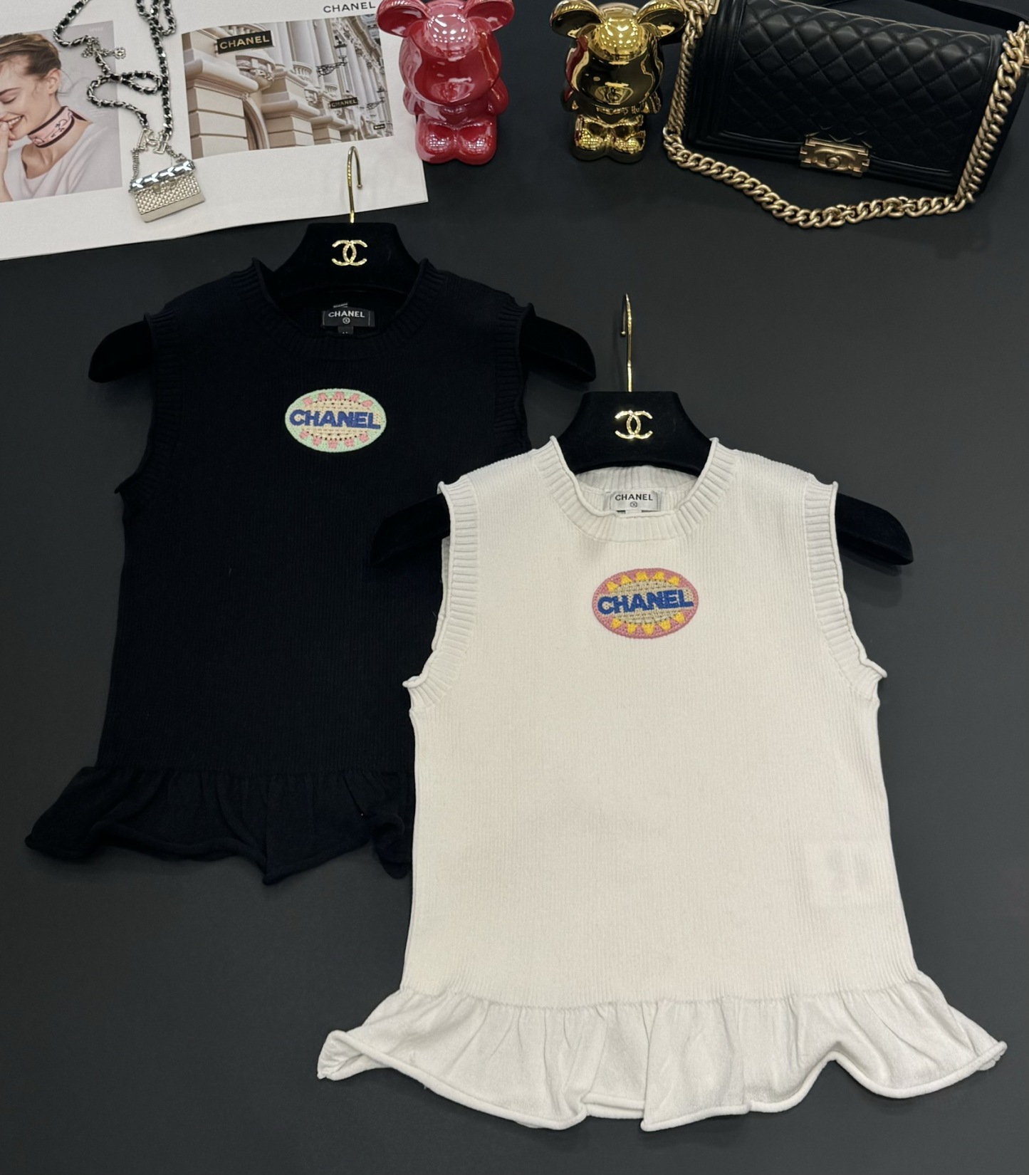 CHANE25SS Embroidered Logo Knit Short Sleeve