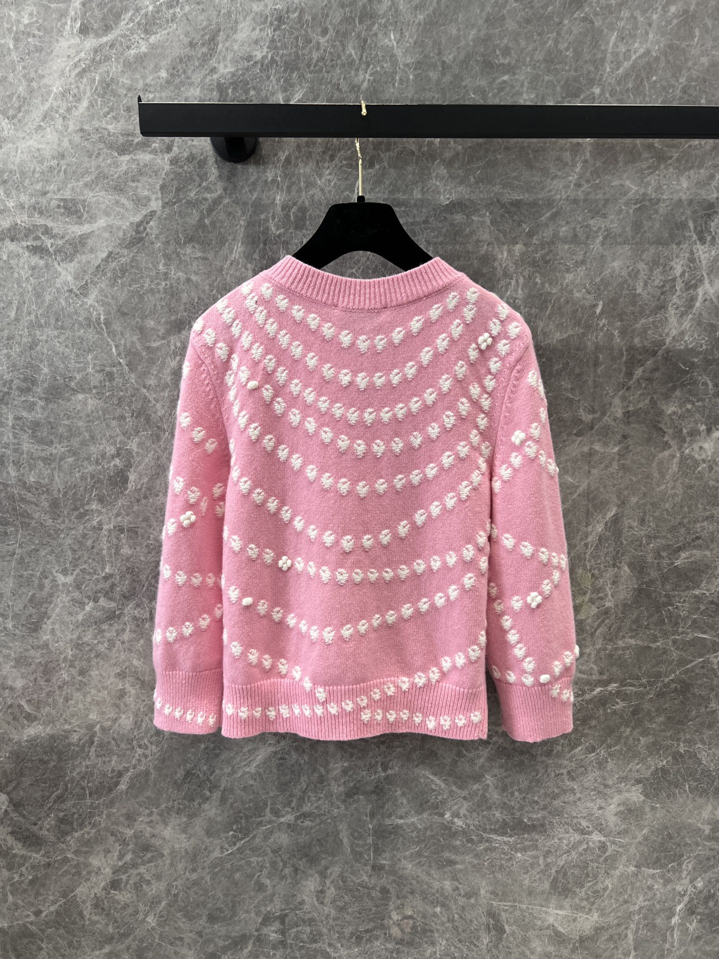 CHANE25SS cashmere pearl jacquard cardigan jacket