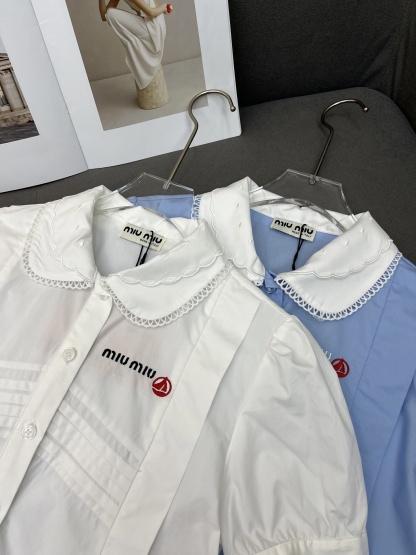 MIU25SS Bubble Sleeve Lace Collar Shirt