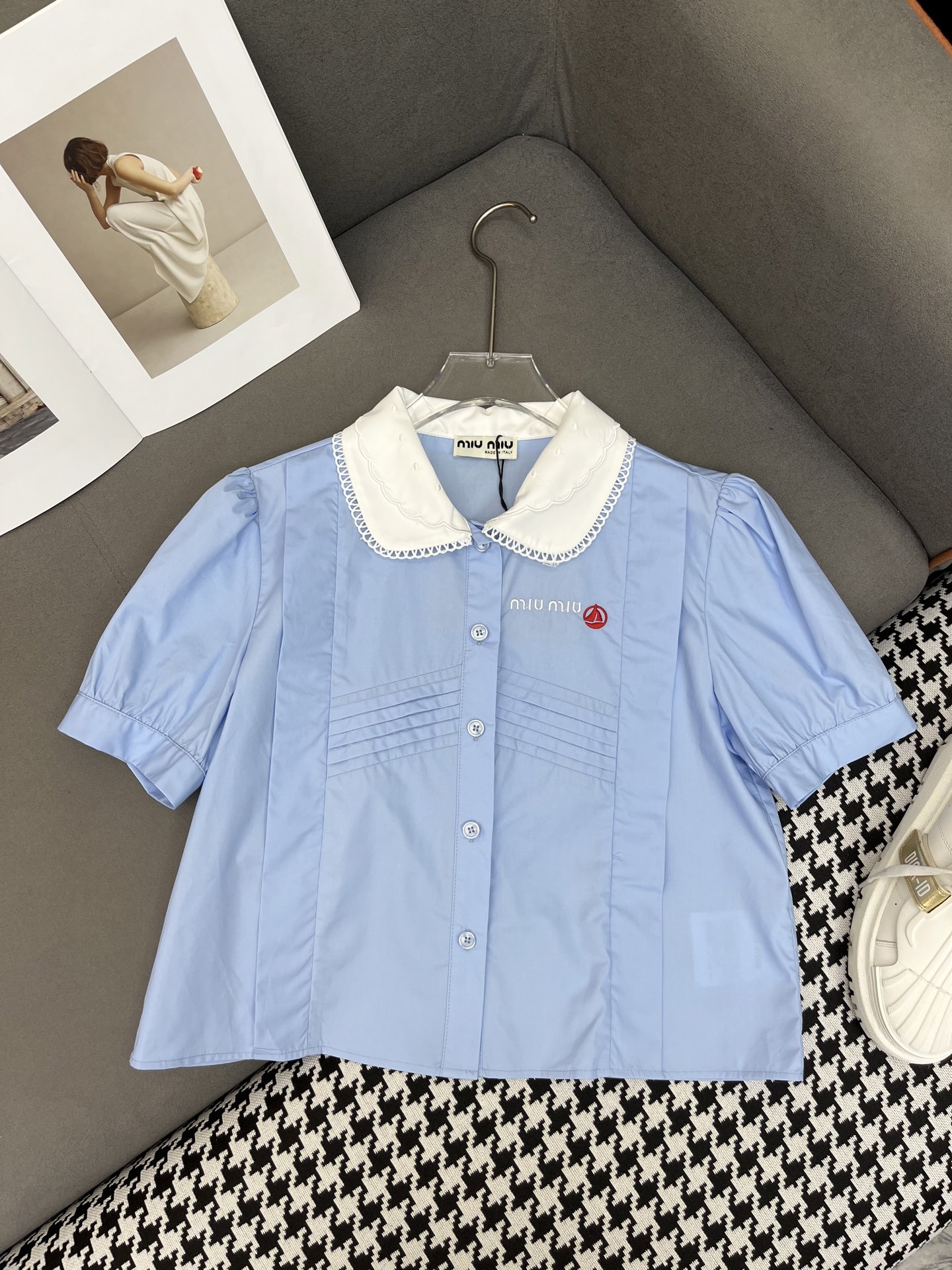 MIU25SS Bubble Sleeve Lace Collar Shirt