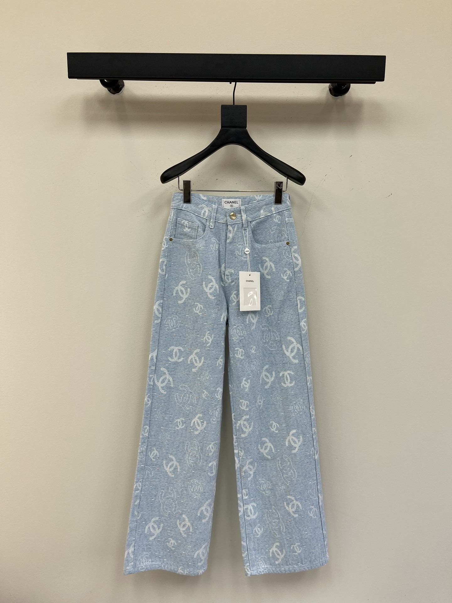 CHANE25SS heavy jacquard denim trousers