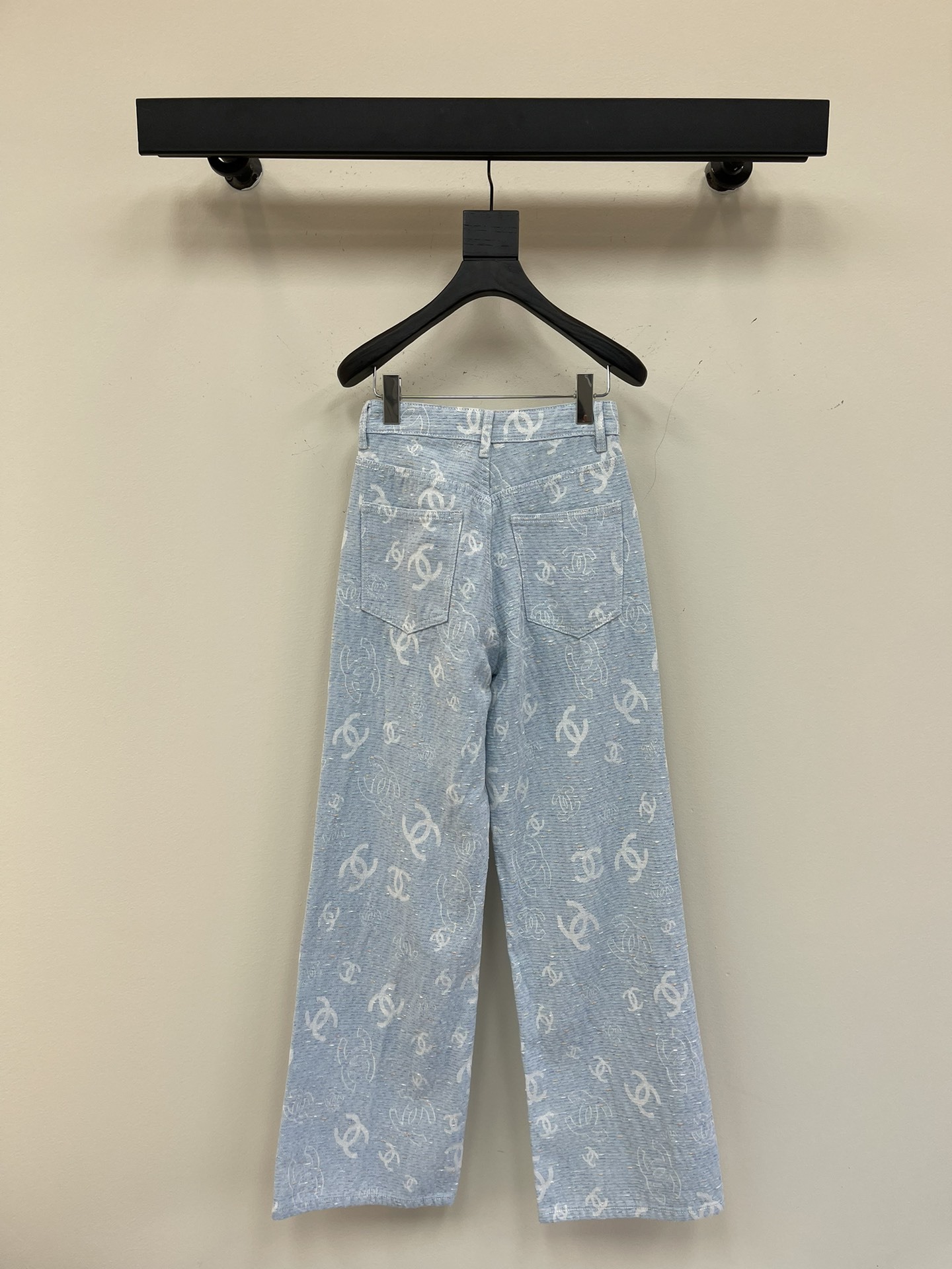 CHANE25SS heavy jacquard denim trousers