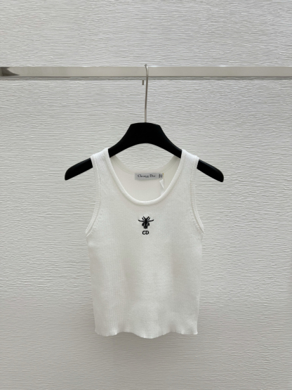 DIO25SS Crew Neck Colour Clash Embroidery Knitted Vest