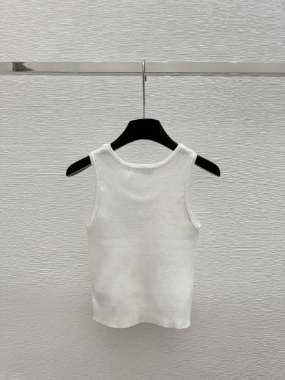 DIO25SS Crew Neck Colour Clash Embroidery Knitted Vest