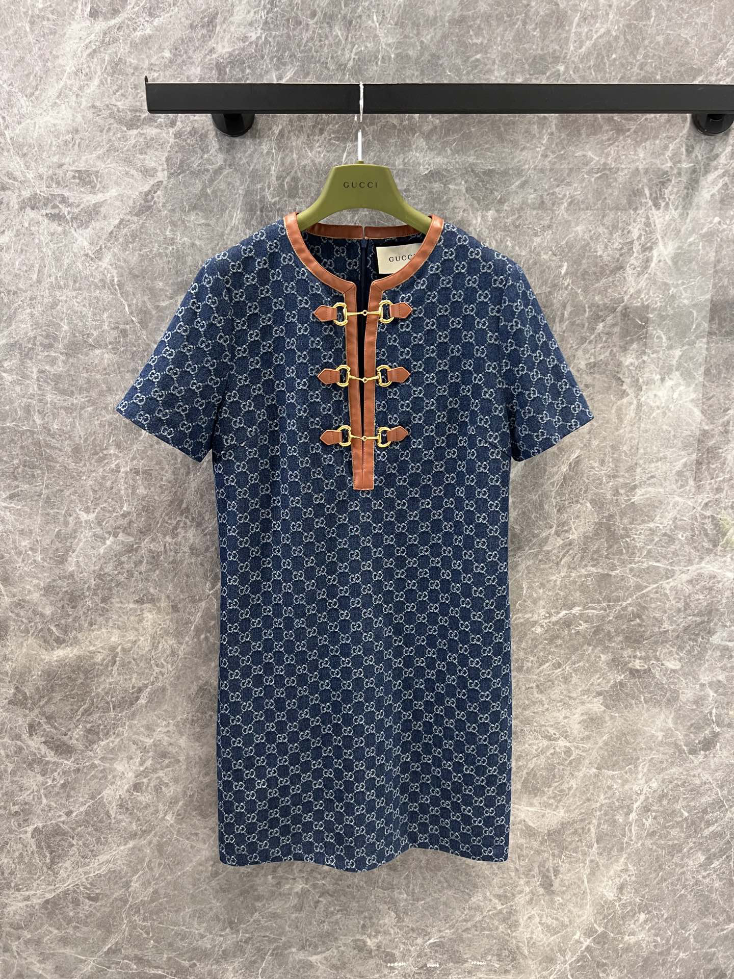 GUCC25SS Classic Double G Old Flower Round Neck Dress