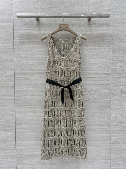 CHANE25SS Wispy Crochet Woven Back Vest Dress