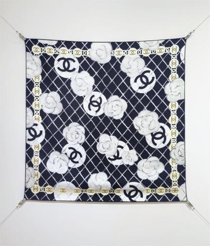 CHANE90x90cm Camellia Twill Silk Square Scarf