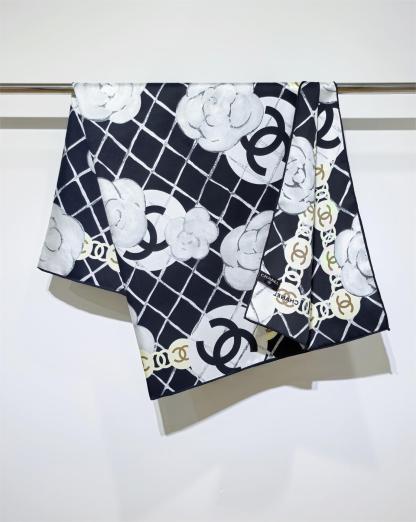 CHANE90x90cm Camellia Twill Silk Square Scarf