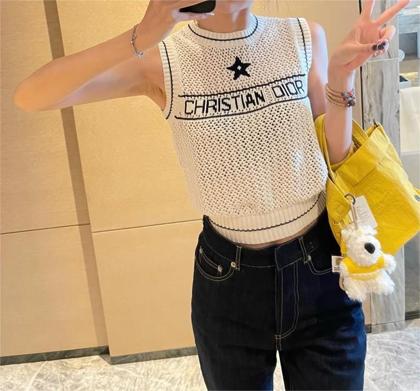 DIO25SS Colour Block Knit Tank Top