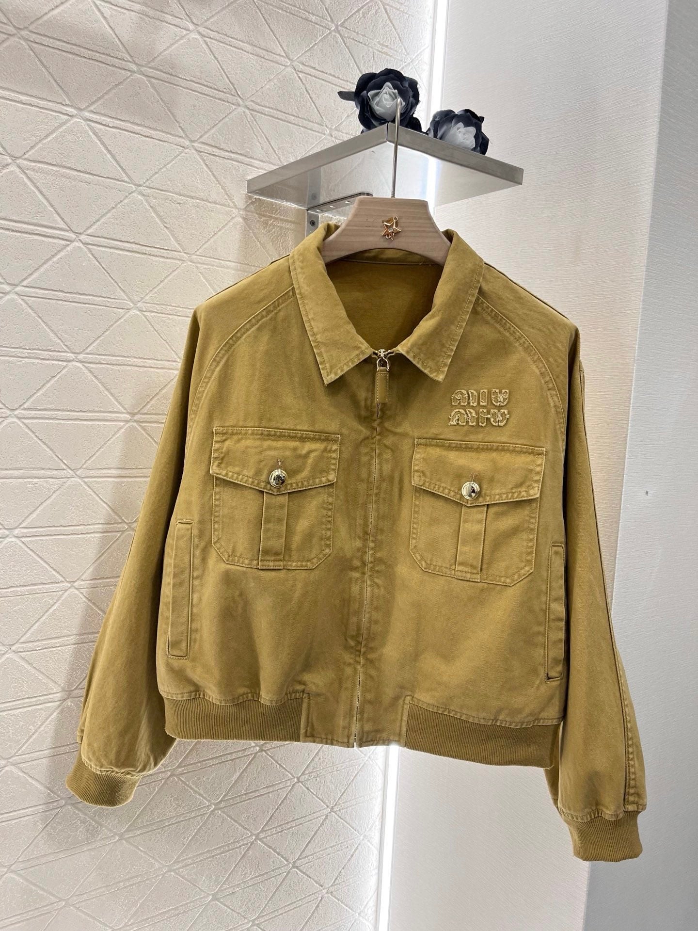 Lapel denim jacket and skirt set