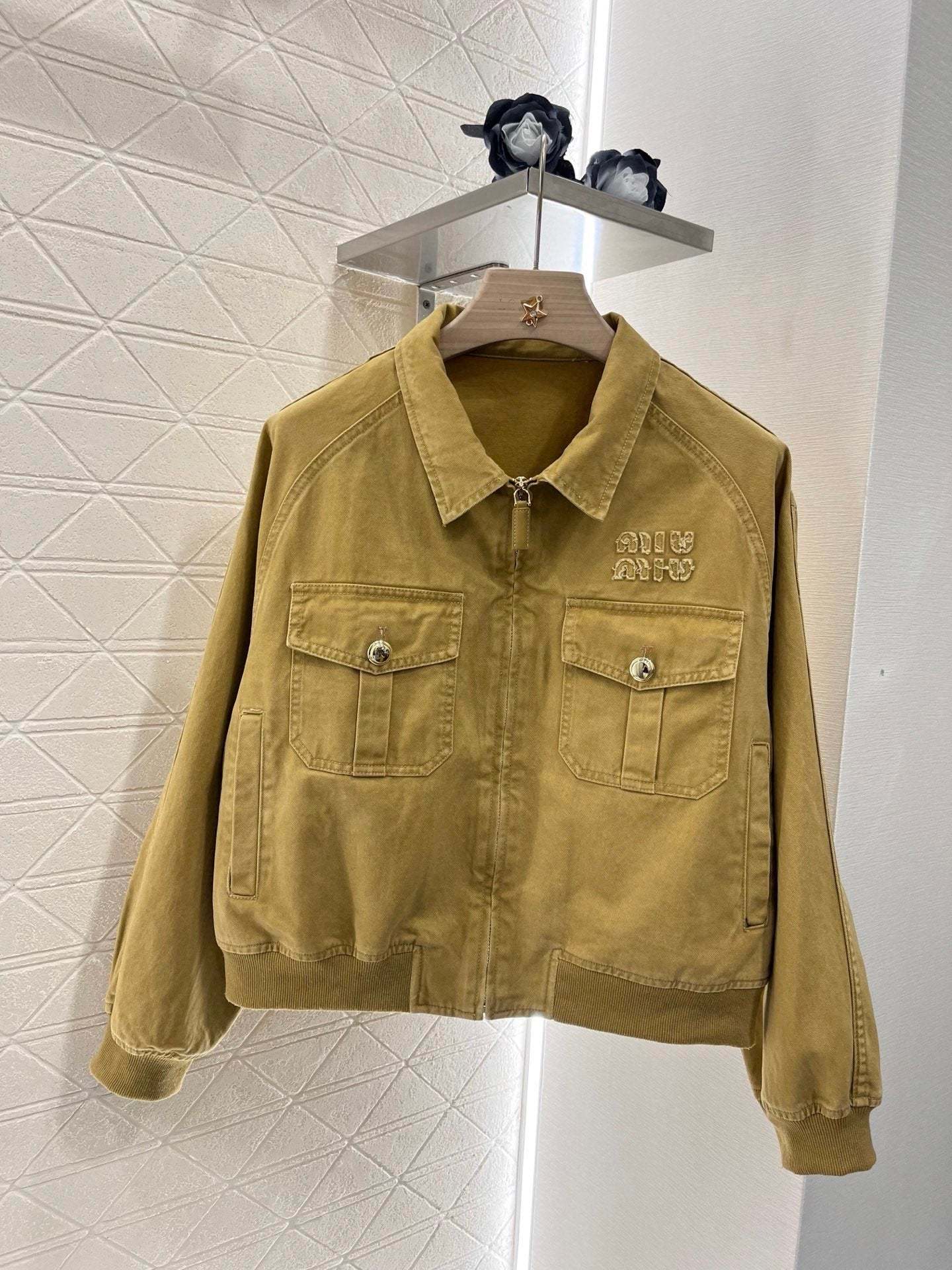 Lapel denim jacket and skirt set