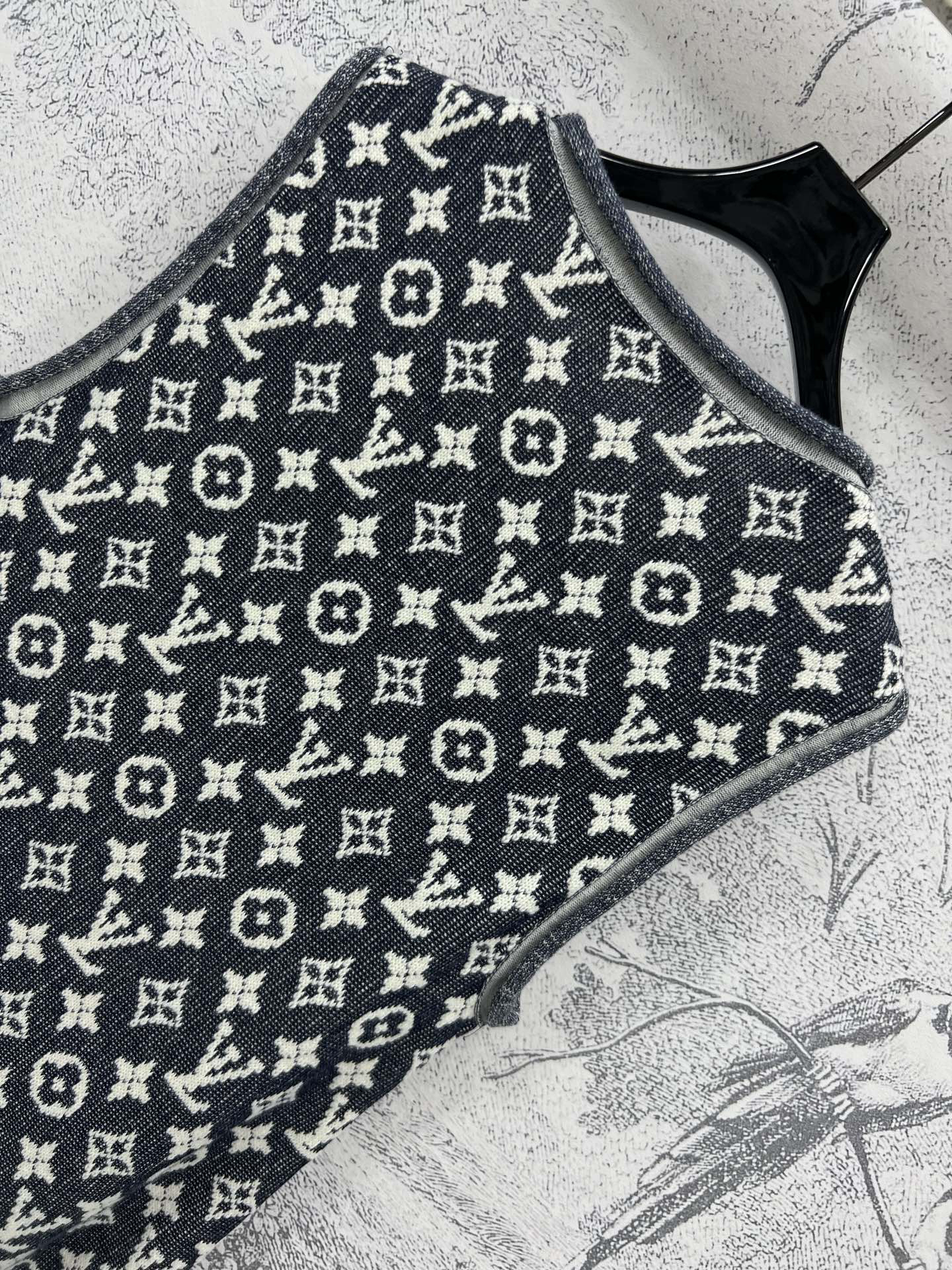 Louis Vuit2025SS Classic Old Flower Jacquard Knit Dress