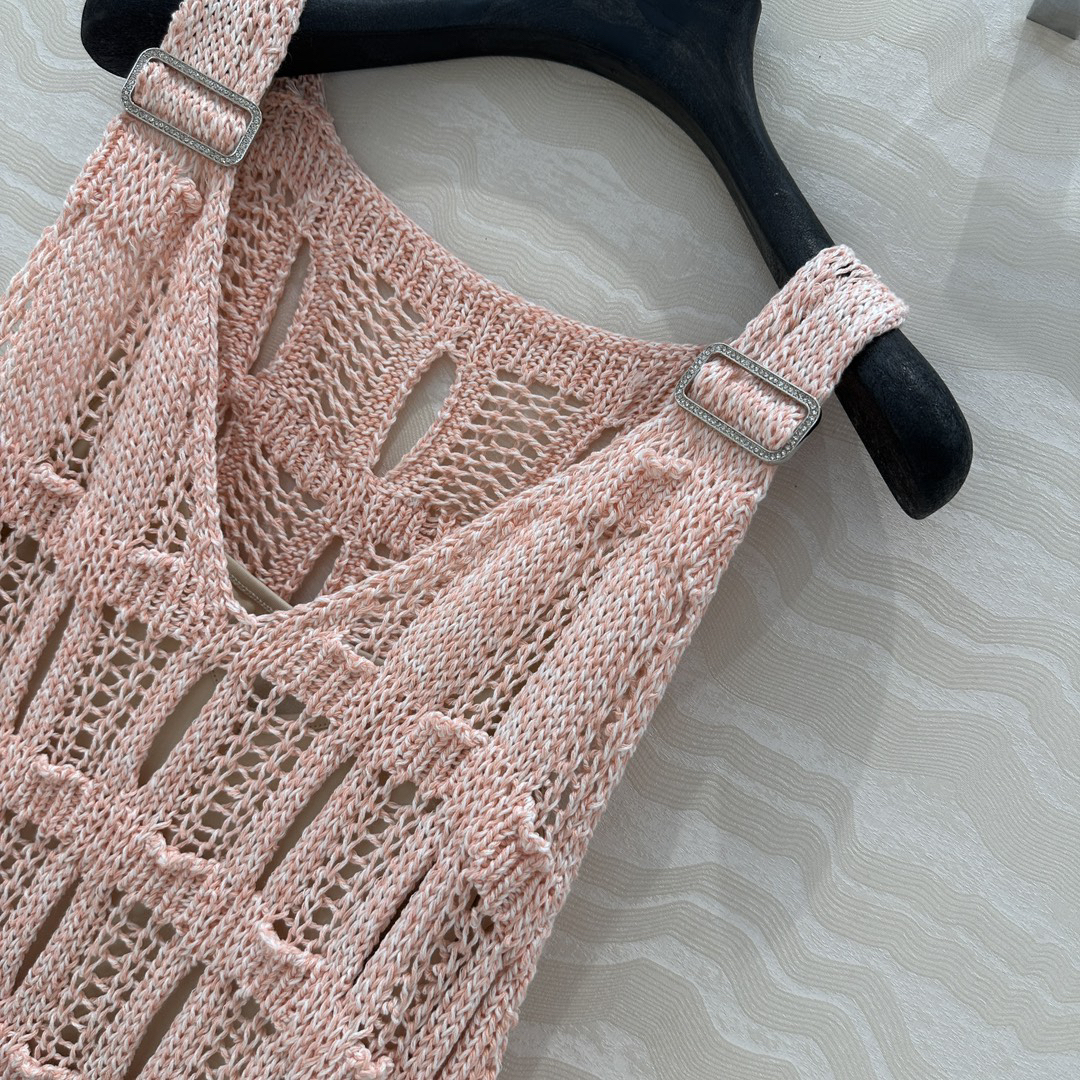 CHANE25SS Wispy Crochet Woven Back Vest Dress