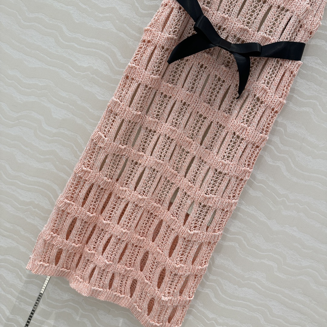 CHANE25SS Wispy Crochet Woven Back Vest Dress