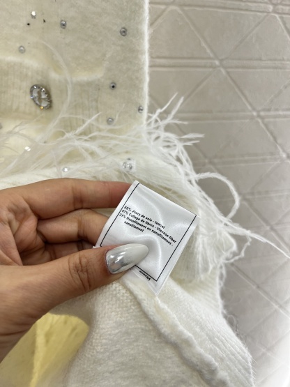 CHANE25SS Rhinestone Feather Knit Vest Dress