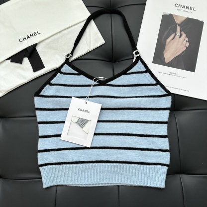 CHANE Blue and Black Striped Camisole Tank Top