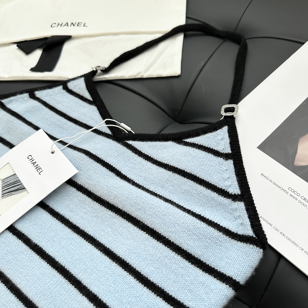 CHANE Blue and Black Striped Camisole Tank Top