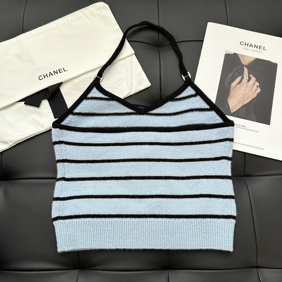 CHANE Blue and Black Striped Camisole Tank Top