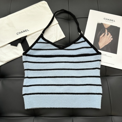 CHANE Blue and Black Striped Camisole Tank Top