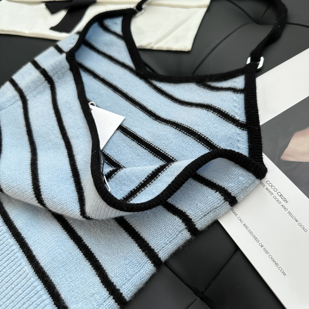 CHANE Blue and Black Striped Camisole Tank Top