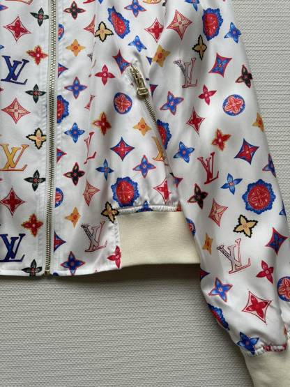 Louis vuit25SS stand-up collar double-sided printed design silk jacket