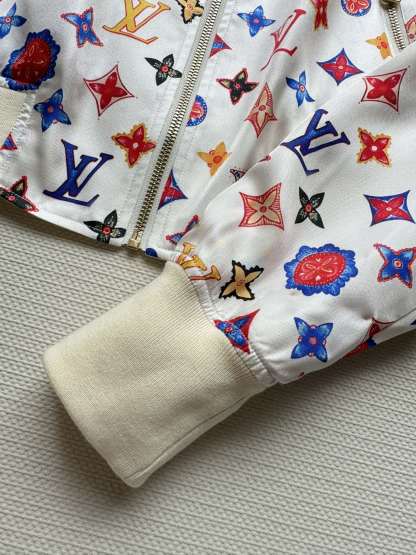 Louis vuit25SS stand-up collar double-sided printed design silk jacket