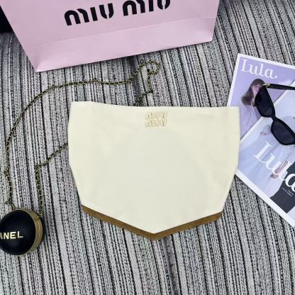 MIU25SS Colorblocked Side Design Denim Sheath Top