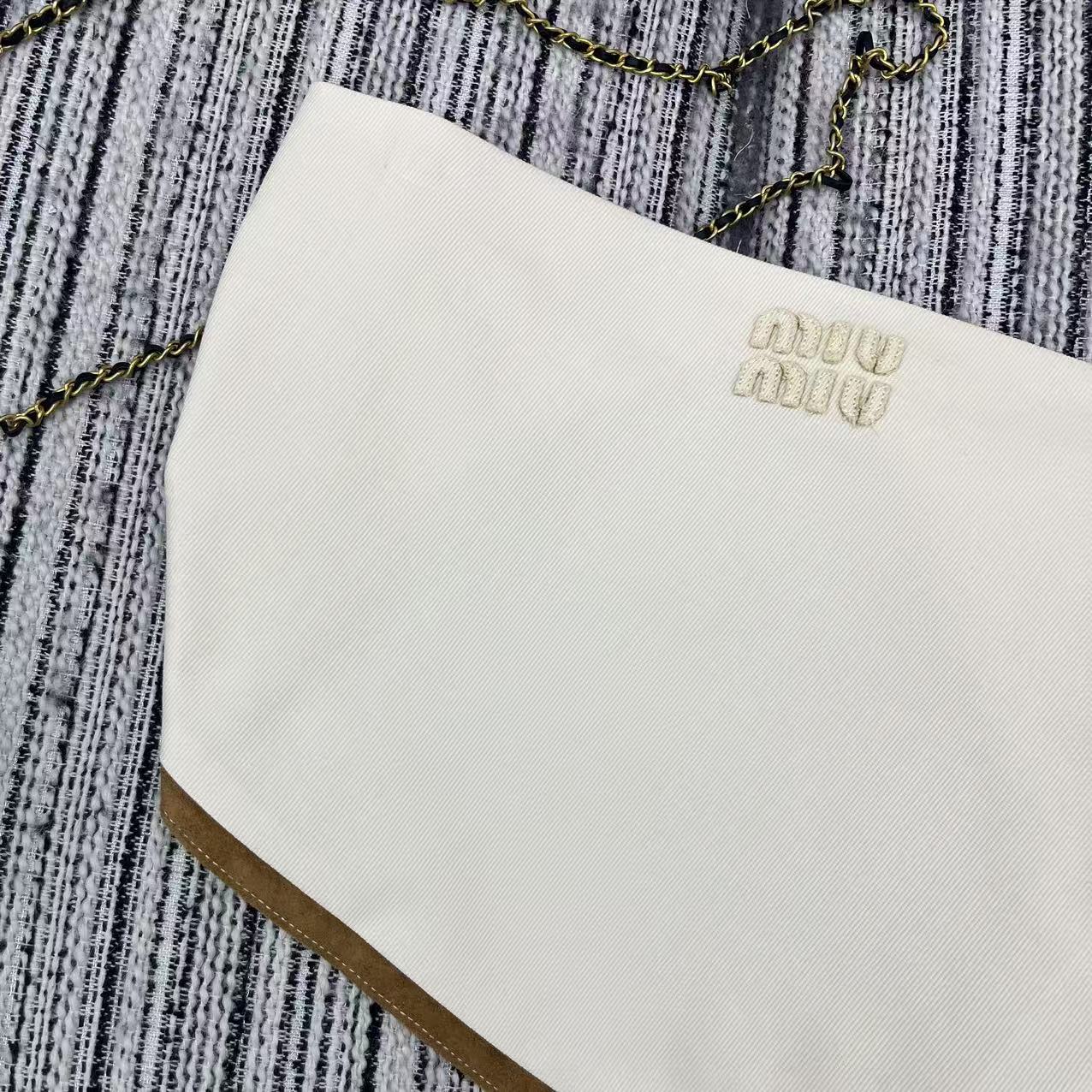 MIU25SS Colorblocked Side Design Denim Sheath Top