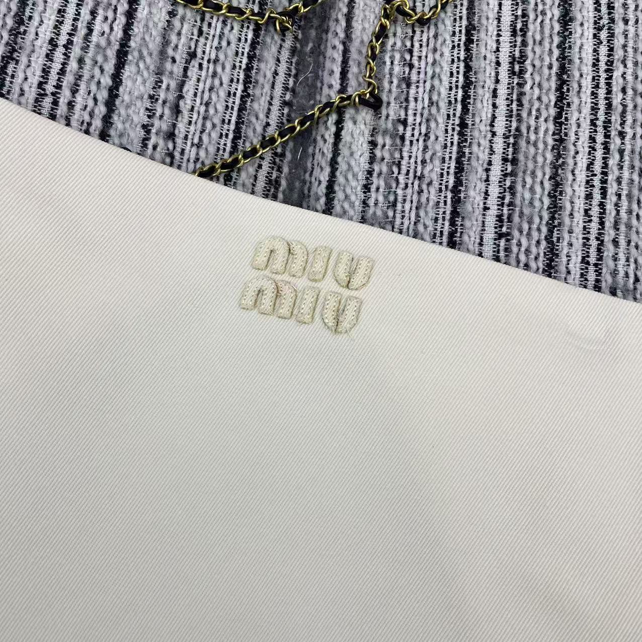 MIU25SS Colorblocked Side Design Denim Sheath Top