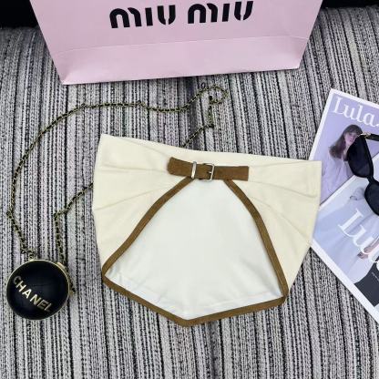 MIU25SS Colorblocked Side Design Denim Sheath Top