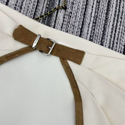 MIU25SS Colorblocked Side Design Denim Sheath Top