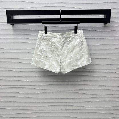 CHANE25SS Printed Pocket Denim Shorts