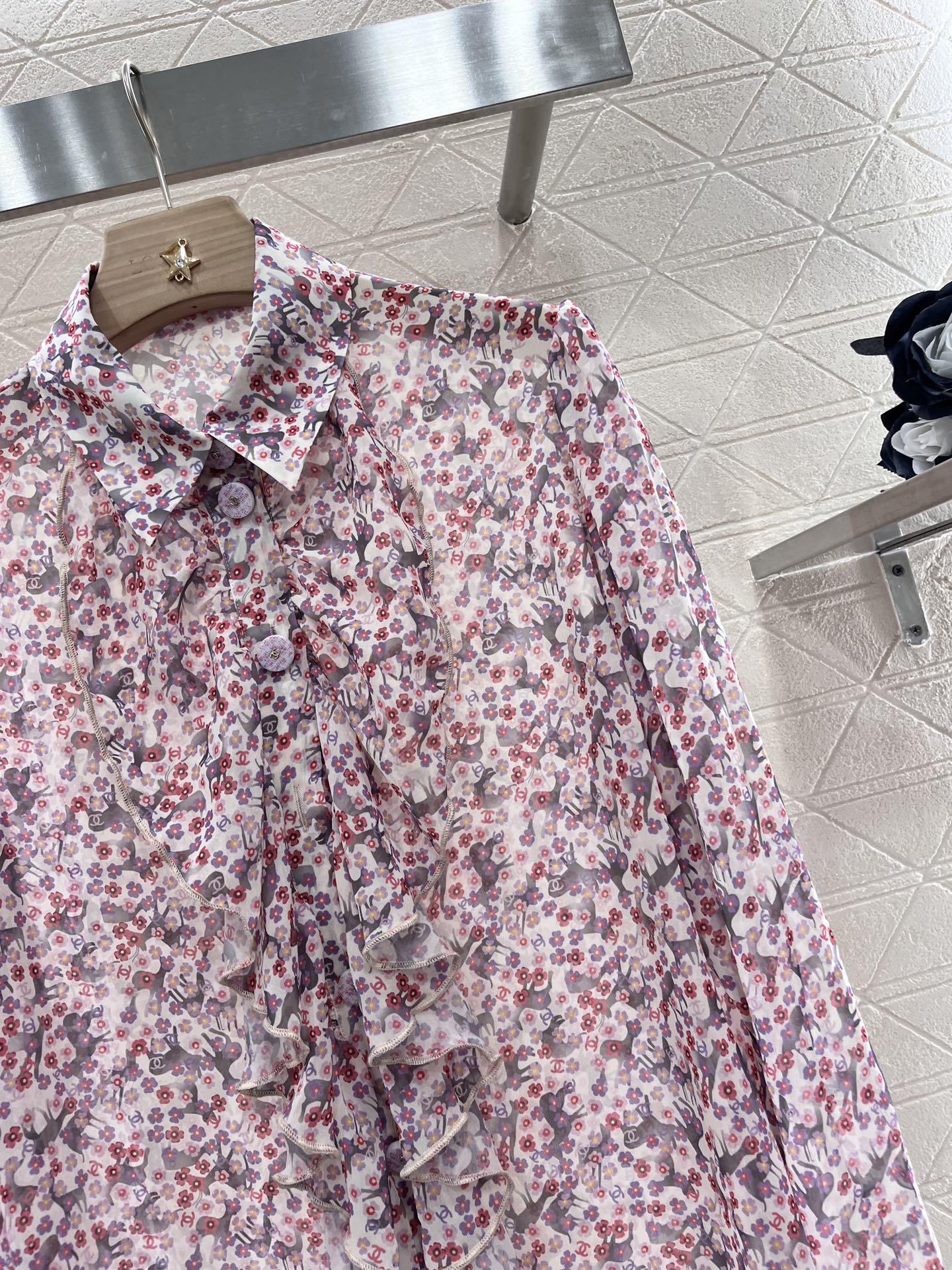 CHANE25SS lace floral shirt