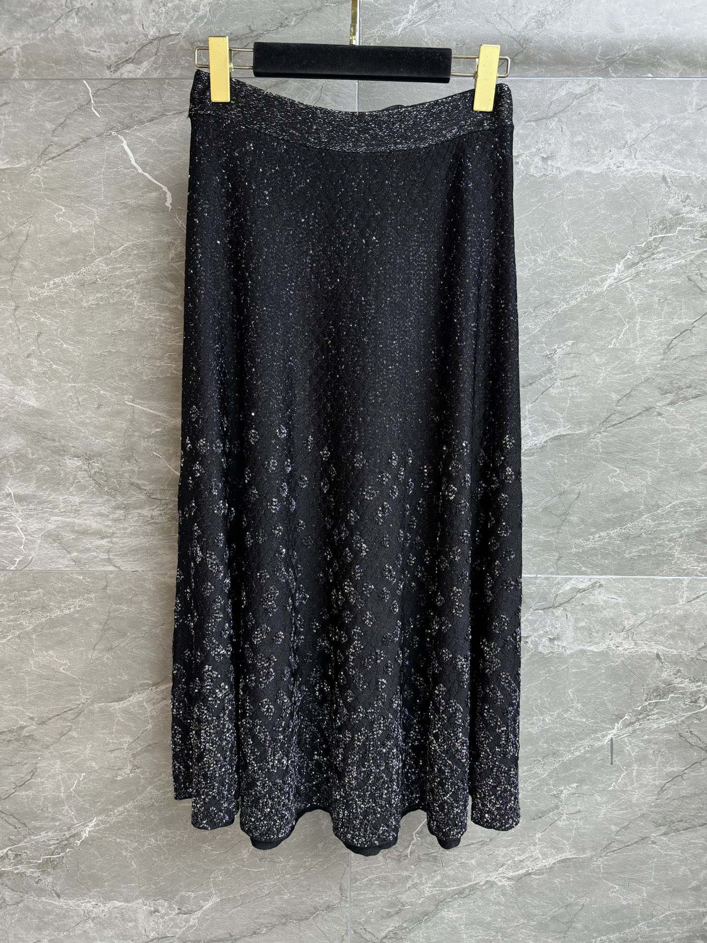 CHANE25SS bow sequin half skirt