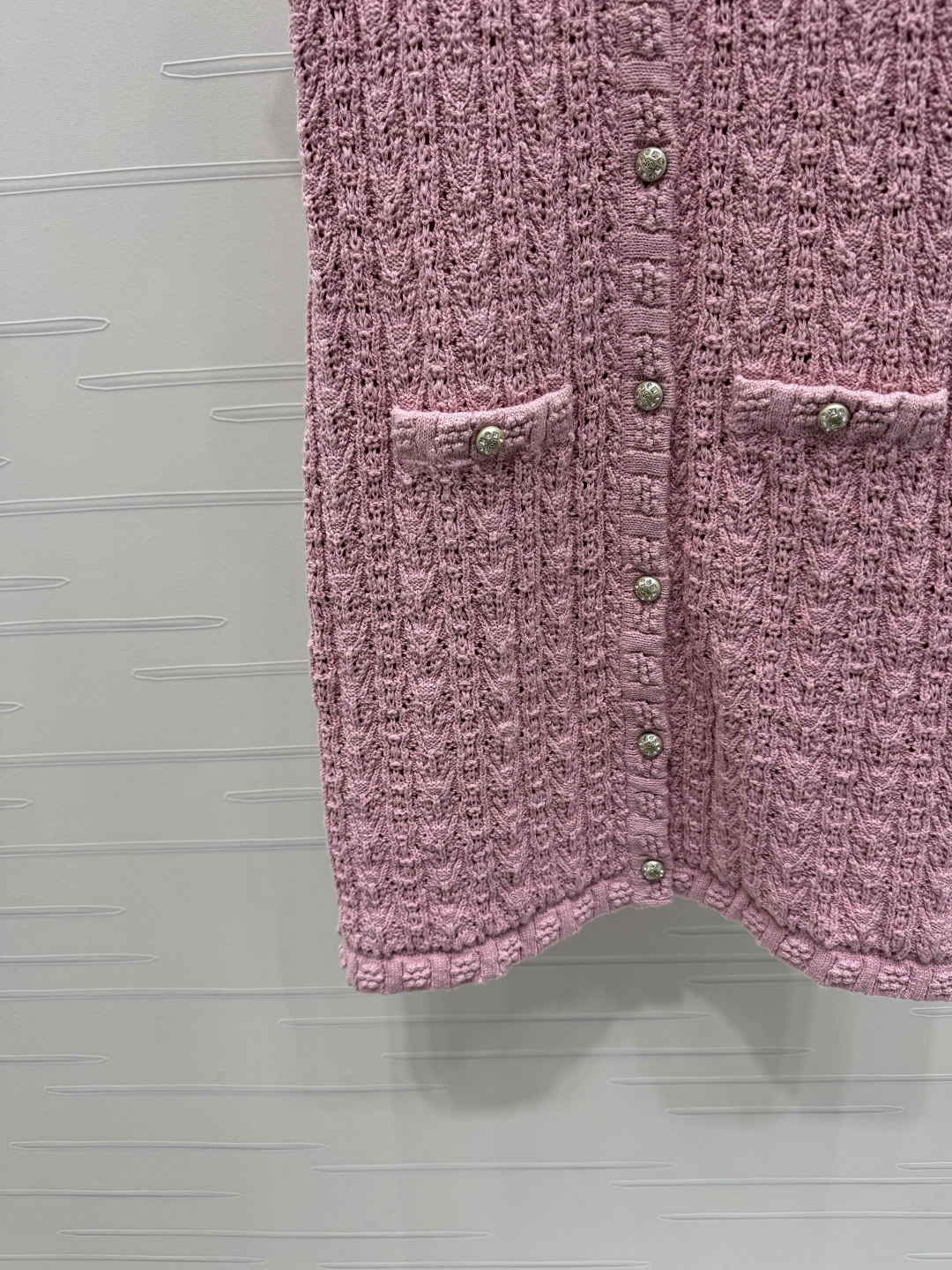 CHANE25SS round neck crochet pocket knit jacket