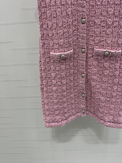 CHANE25SS round neck crochet pocket knit jacket