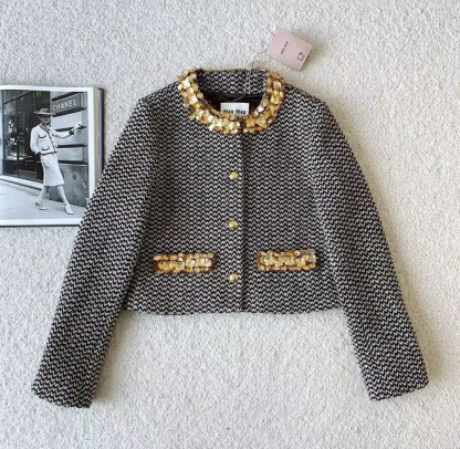 MM Golden sequin woolen short jacket