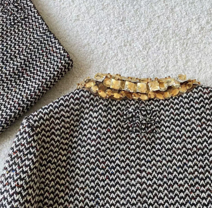 MM Golden sequin woolen short jacket