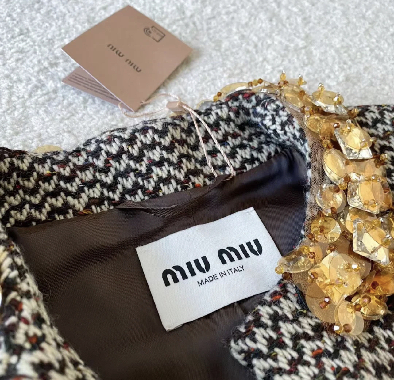 MM Golden sequin woolen short jacket