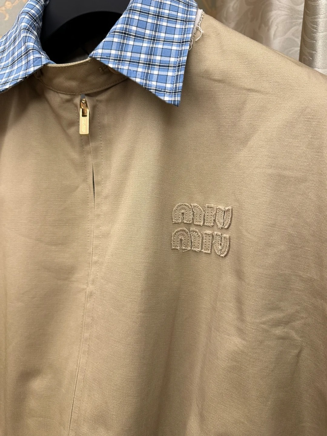 MIU25SS Plaid Patchwork Jacket