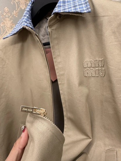 MIU25SS Plaid Patchwork Jacket