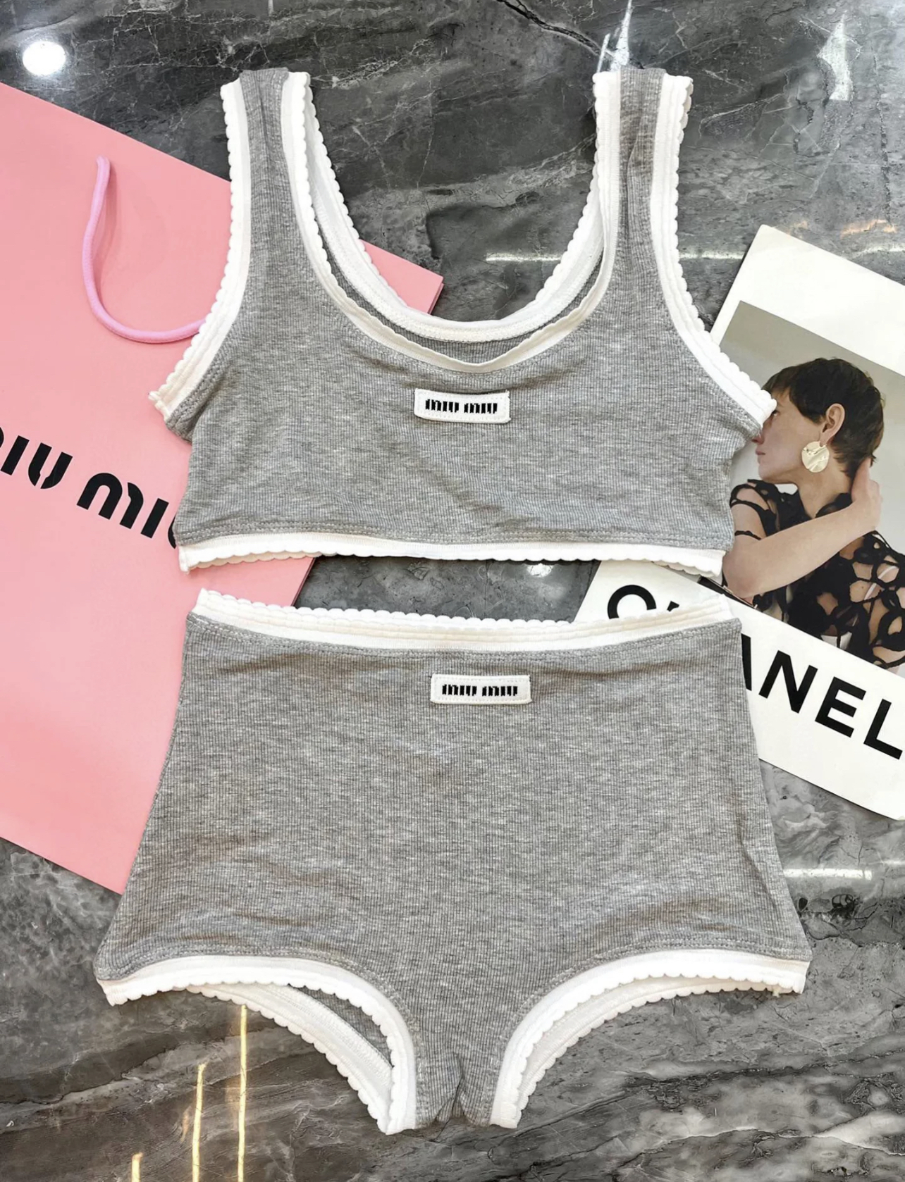 MM Color blocked vest shorts 2-piece set