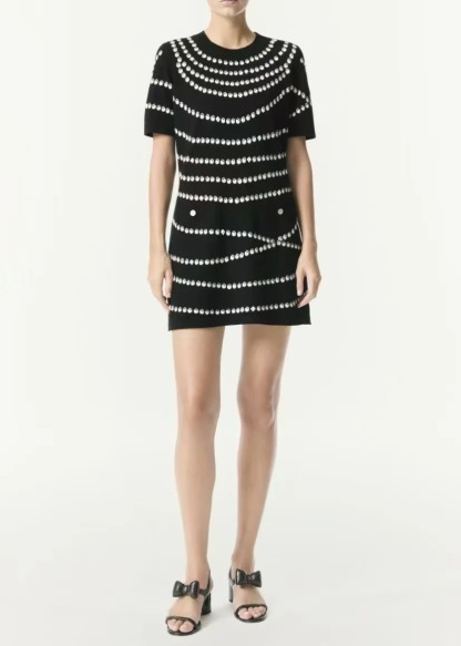 CHANE25SS Polka Dot Short Sleeve Knit Dress