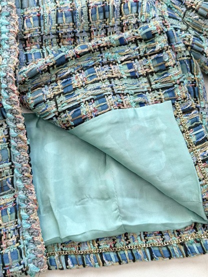 CC 25SS Peacock blue woven short jacket