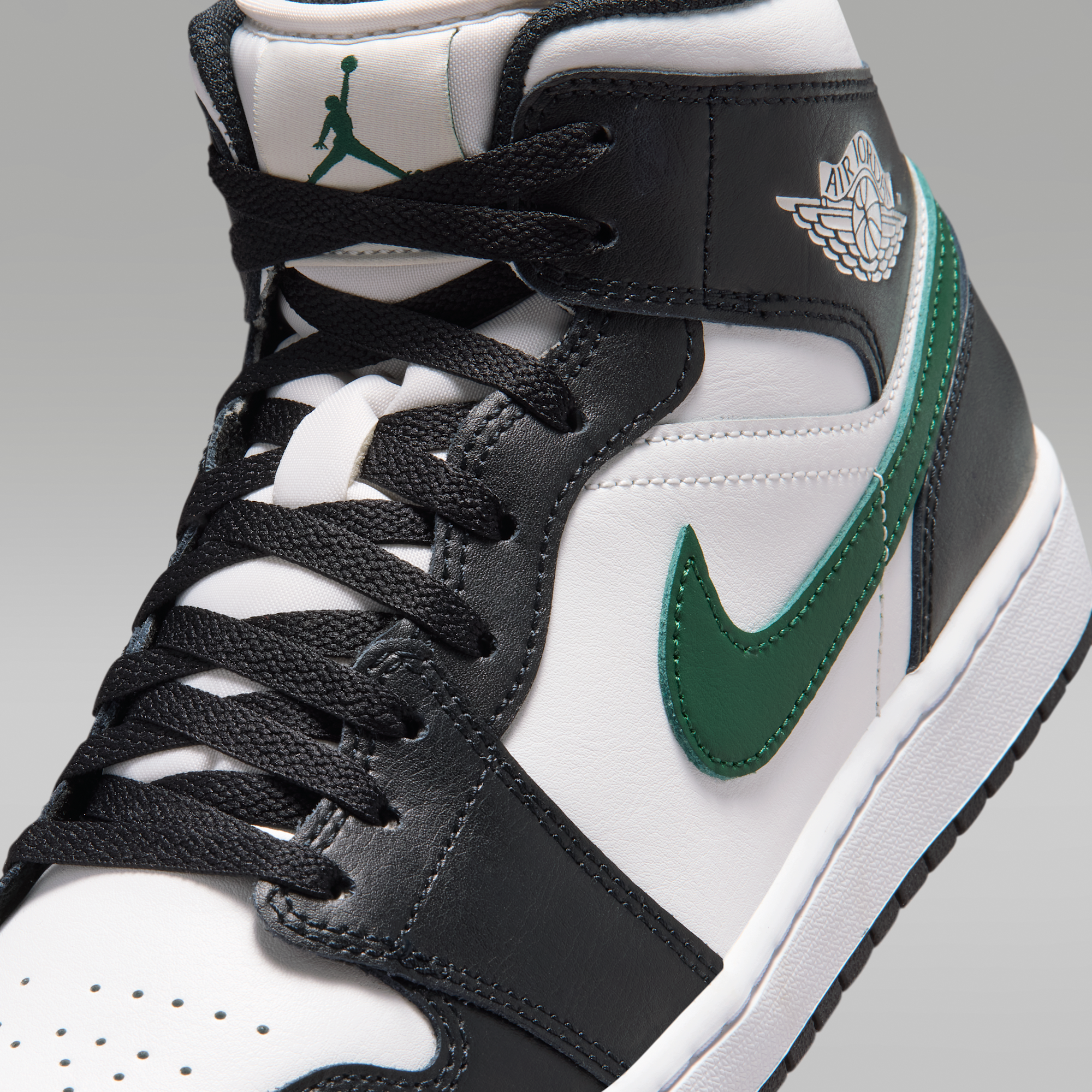 Air Jordan 1 Mid - Μαύρο/Gorge Green/Summit White - 7