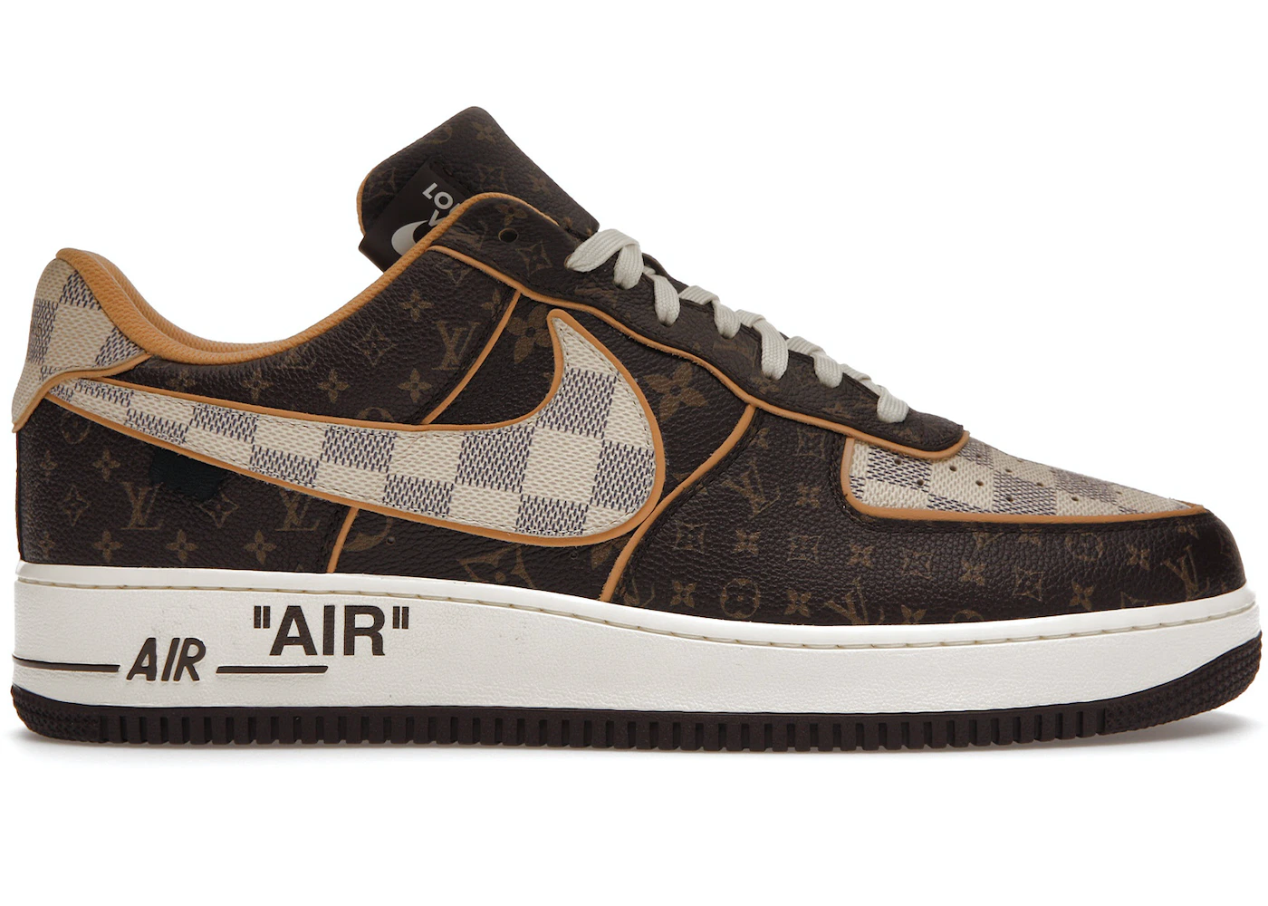 Nithtke Aithtr Force 1 Low Louithts Vuithttton Monogram Brown Damithter Azur