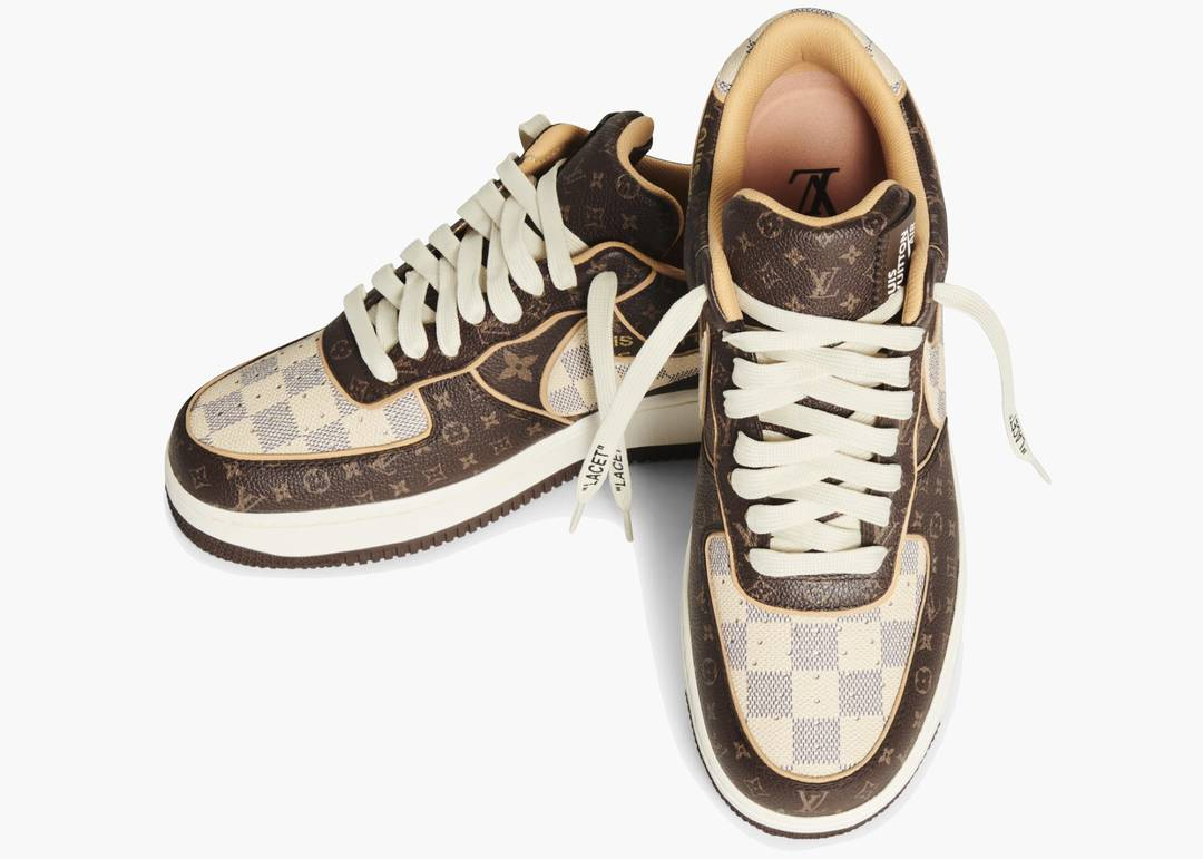 Nithtke Aithtr Force 1 Low Louithts Vuithttton Monogram Brown Damithter Azur
