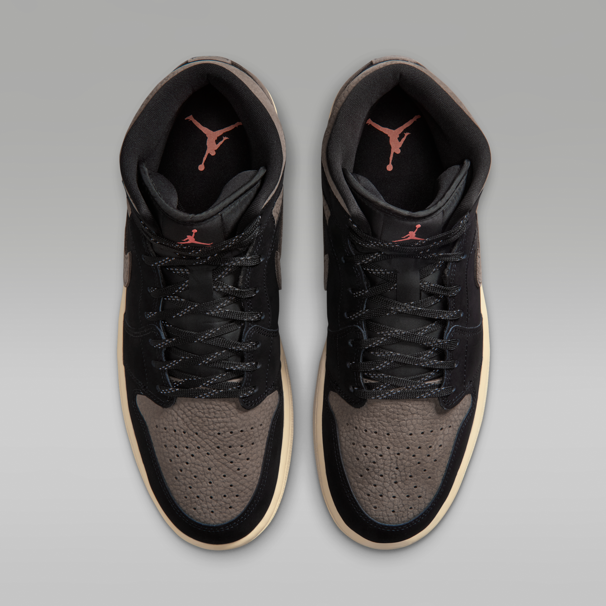 Air Jordan 1 Mid SE - Μαύρο/Light Wild Mango/Olive Grey - 4
